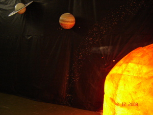 Imagem da Exposição sobre Astronomia representação do Sol e Planetas - Planetário