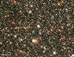 Centenas de estrelas são visíveis nesta imagem fotografada pelo Telescópio Espacial Hubble do Sagittarius Star Cloud em nossa galáxia: Via Láctea. <br /><br />  Palavras-chave: Astronomia, movimento, gravitação universal, estrelas, corpo celeste, Via Láctea, galáxia.