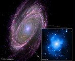 galáxia espiral NGC 3031 (M81) através do espectro eletromagnético. Apresentado também um buraco negro central. <br /><br />  Palavras-chave: Astronomia, movimento, gravitação universal, galáxia, hubble,  NGC 3031, buraco negro, espectro eletromagnético.