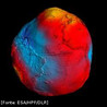 A imagem mostra a forma geológica da Terra.Gravitacionalmente falando, o mapa da Terra está longe de se parecer com uma esfera.<br />  Palavras-chave: Força. Gravidade. Órbita. Satélites.